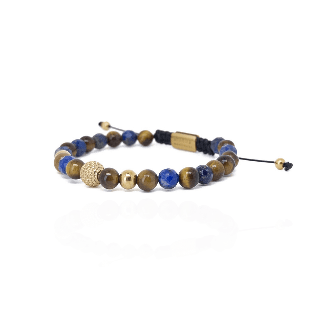 Lapis Lazuli Tiger Eye Thread Bracelet – Gold