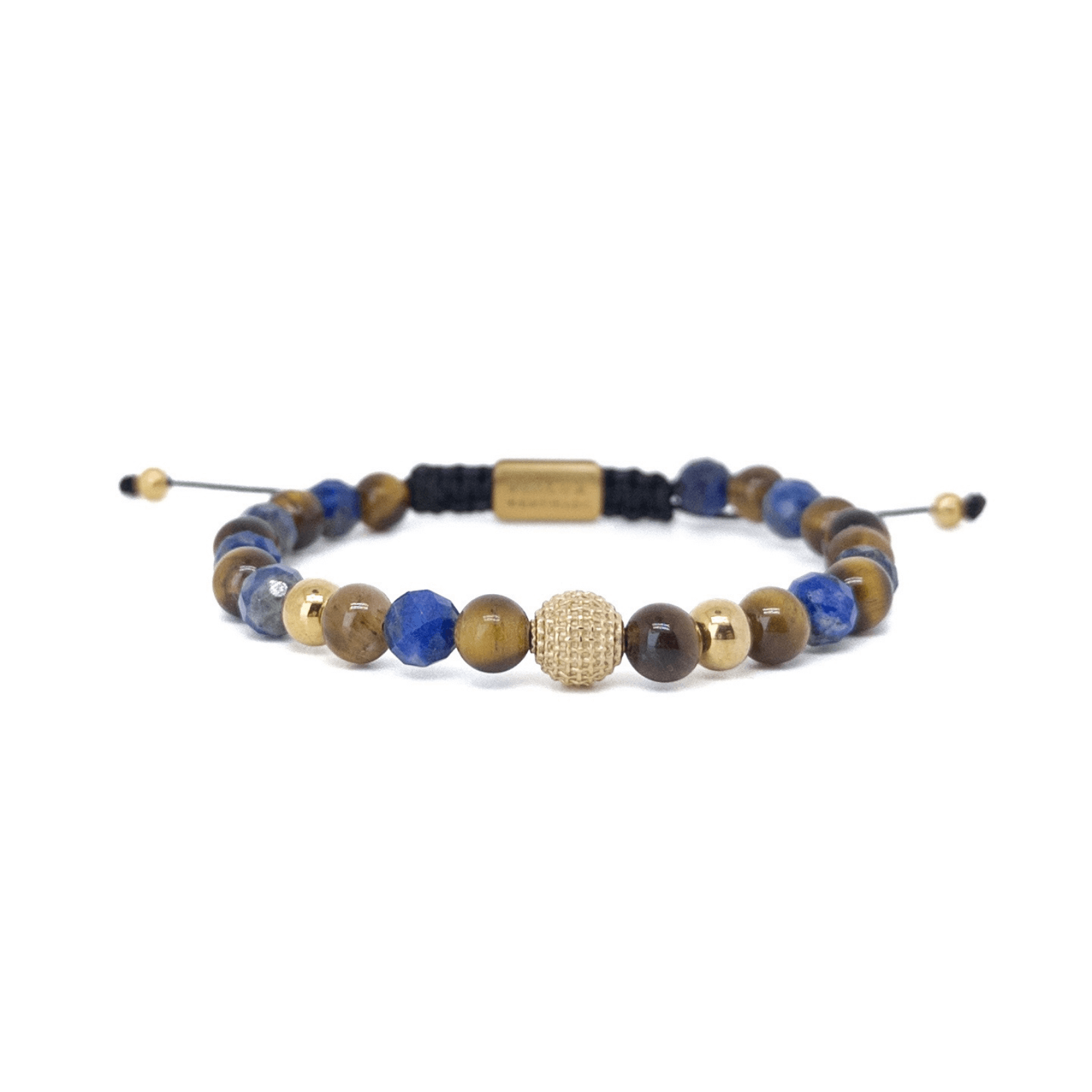 Lapis Lazuli Tiger Eye Thread Bracelet – Gold