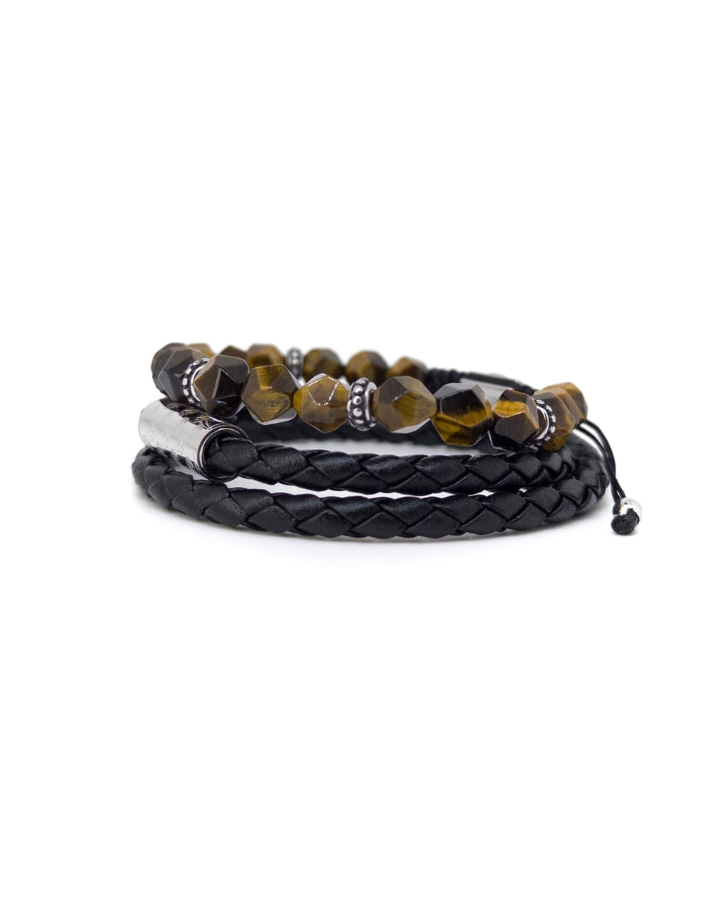 Tiger Eye Monogram Stack - Silver