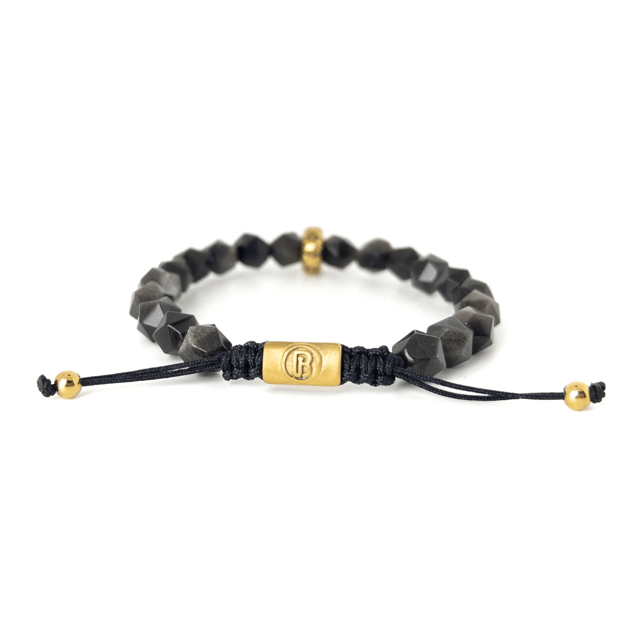 Black Agate Obsidian Bracelet – Gold