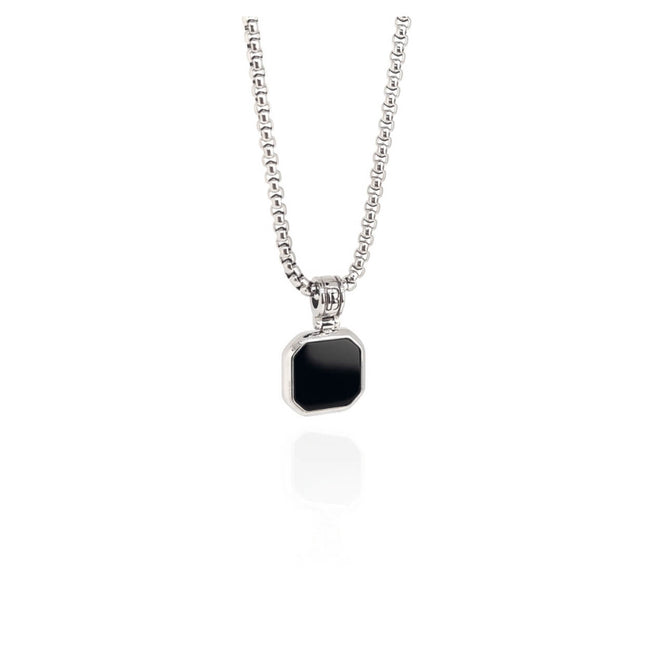 Onyx Square Necklace - Silver Main image