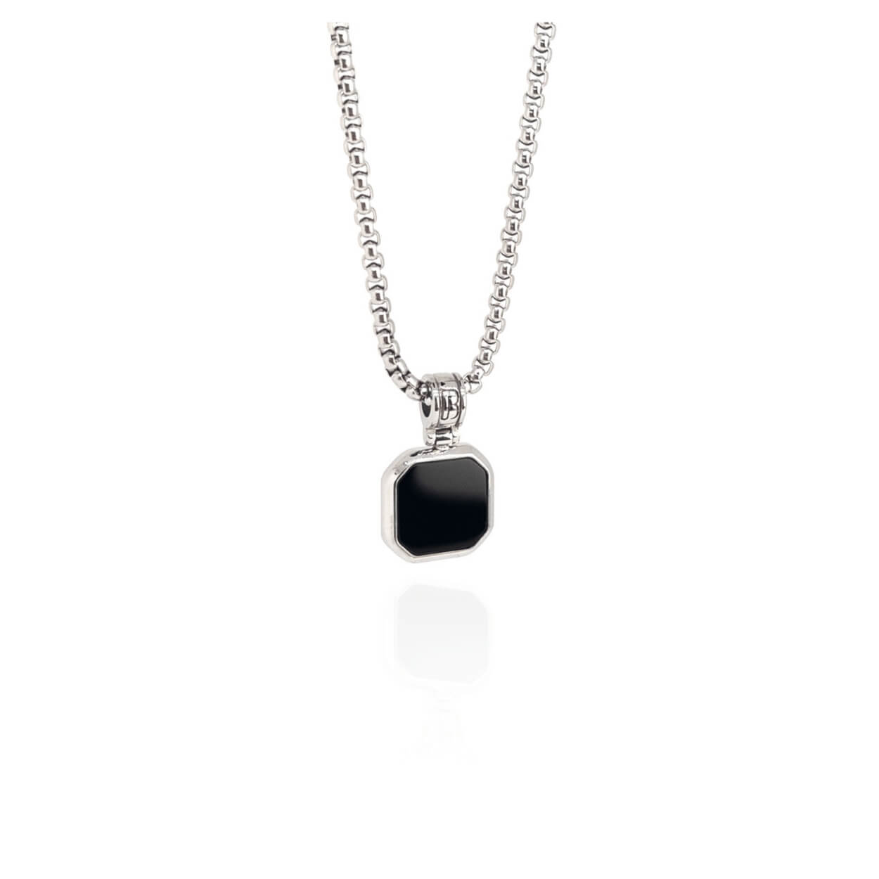 Onyx Square Necklace - Silver
