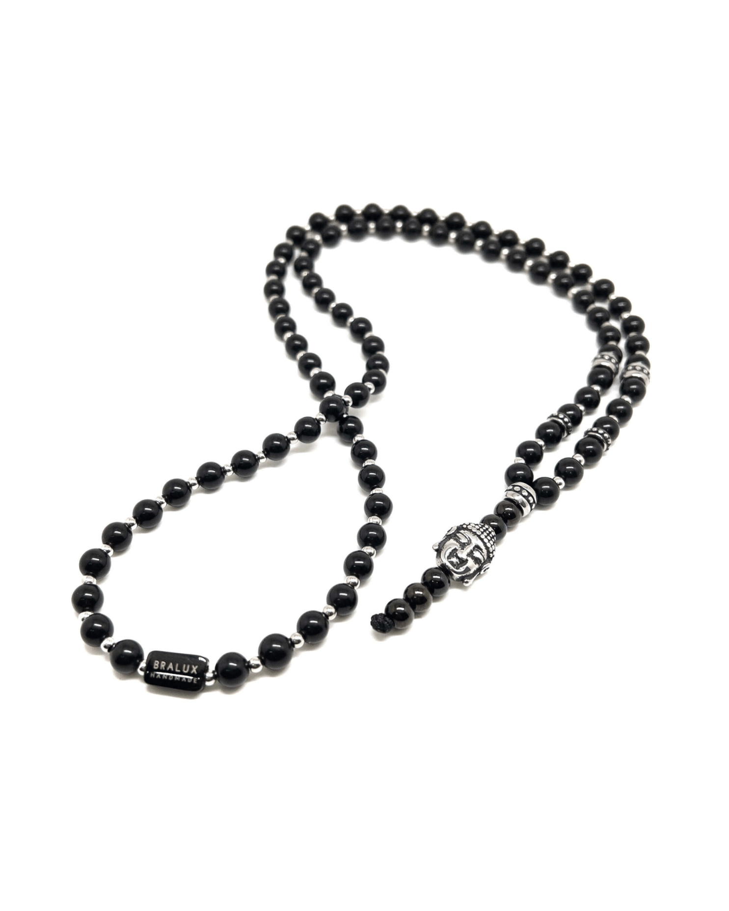 Buddha Head Obsidian Necklace – Silver