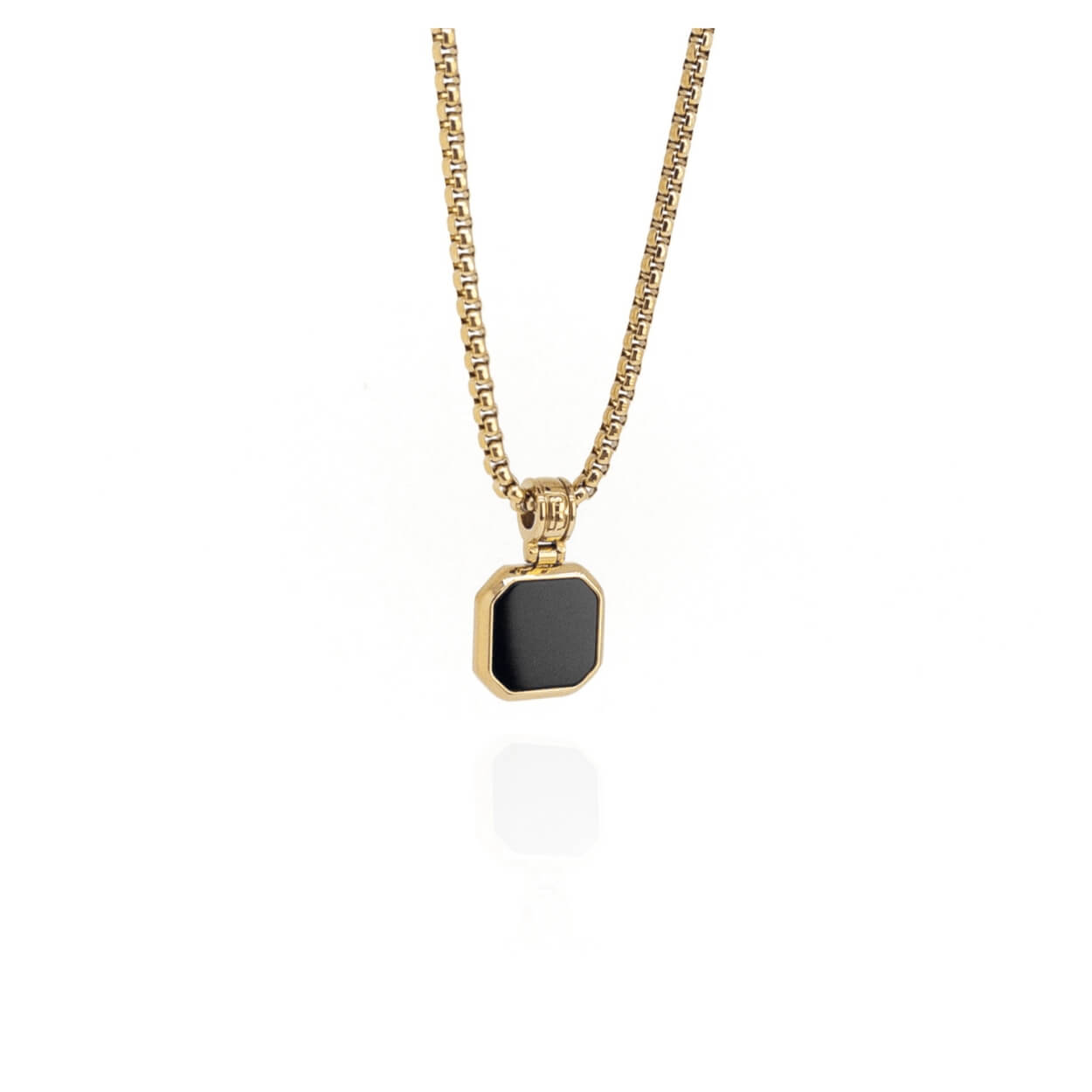 Onyx Square Necklace - Gold
