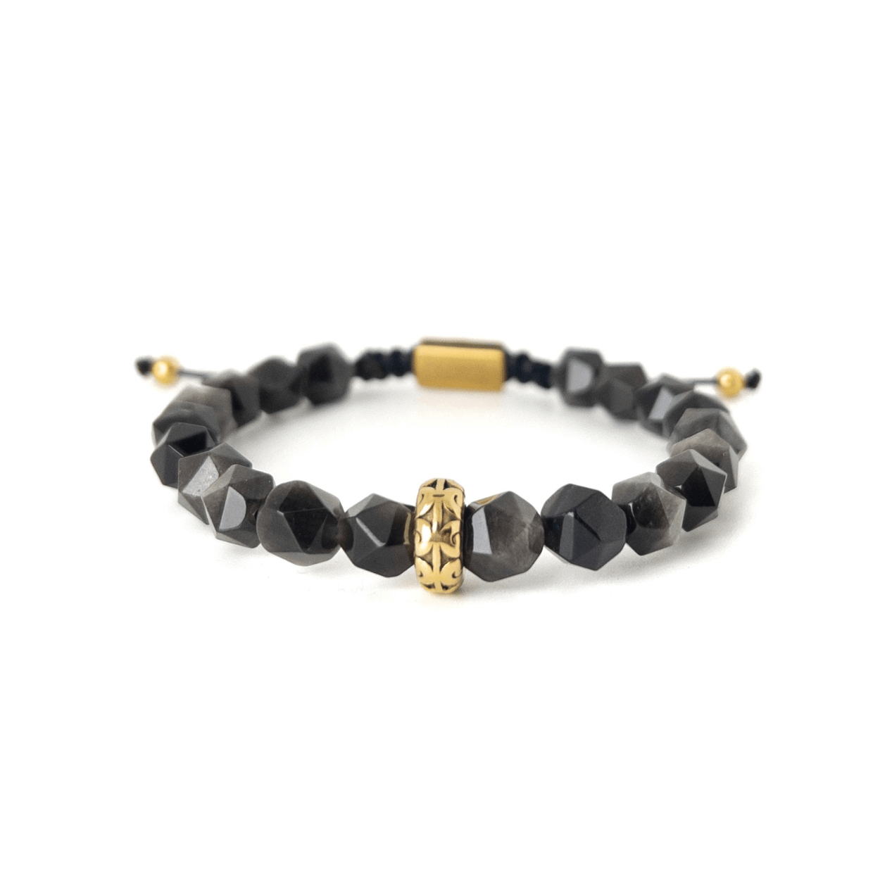 Black Agate Obsidian Bracelet – Gold