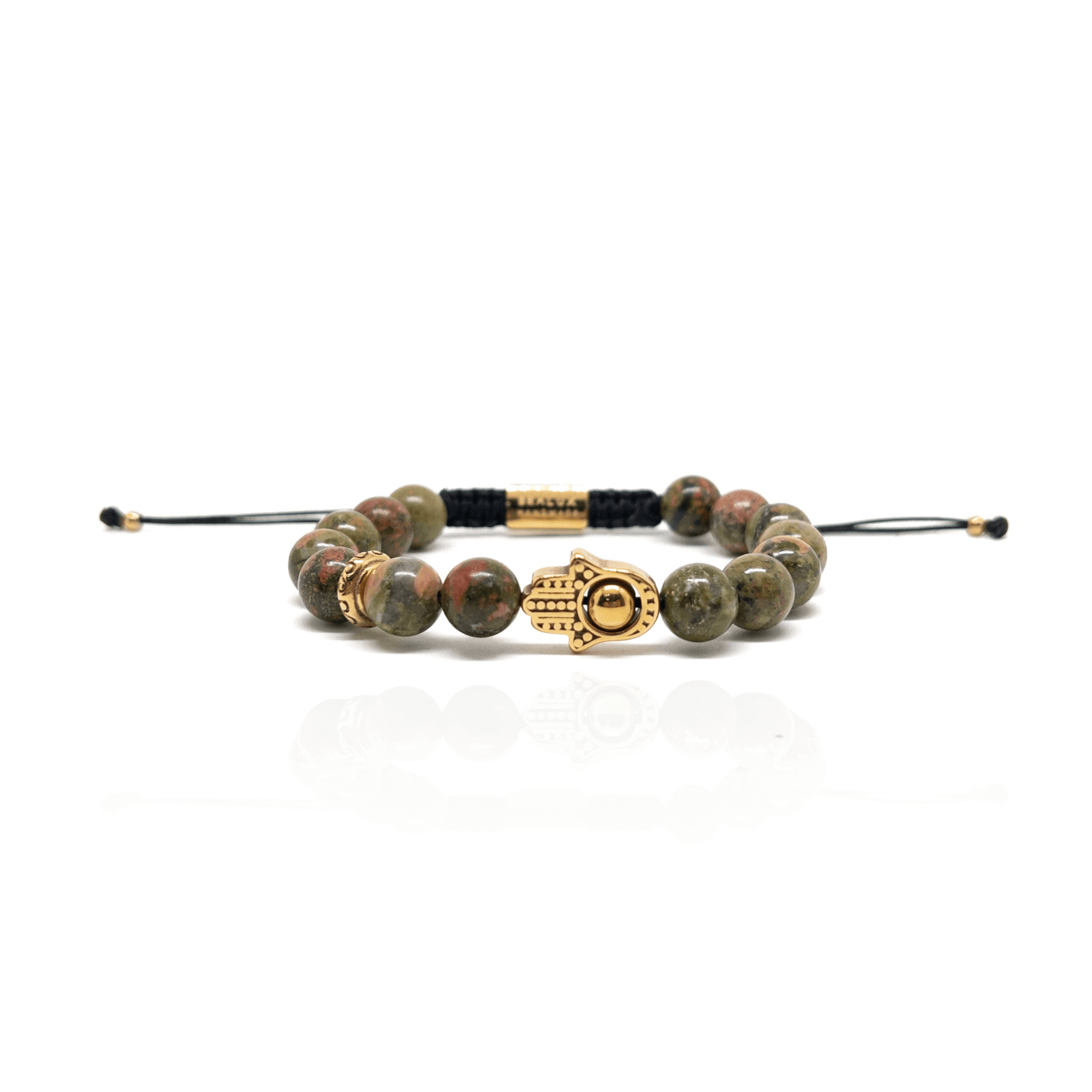 Hamsa Unakite Bracelet – Gold Main image
