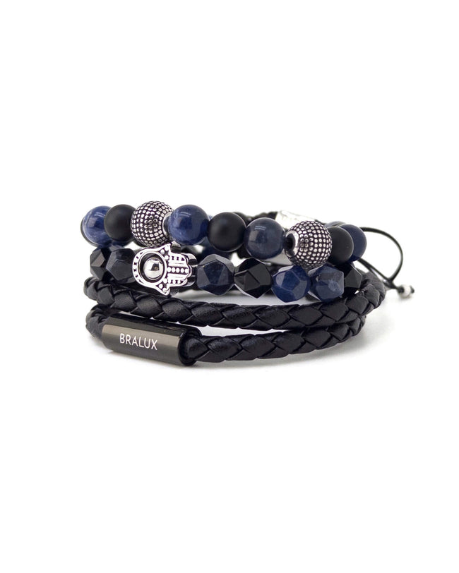 Hamsa Sodalite Duo Stack – Silver Main image