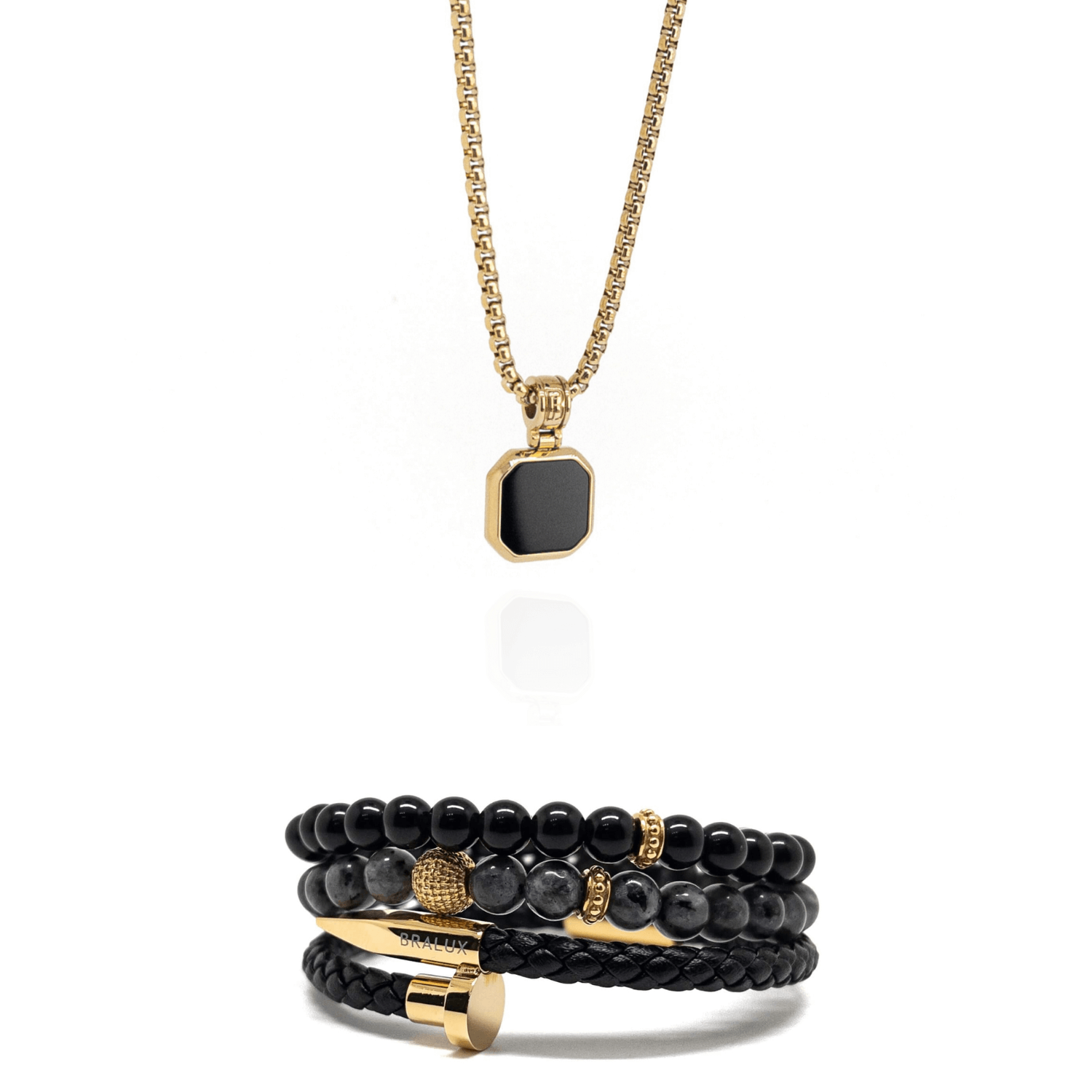 Nail Obsidian Square Set – Gold