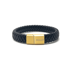 The Black and Gold Plated Leather Bracelet