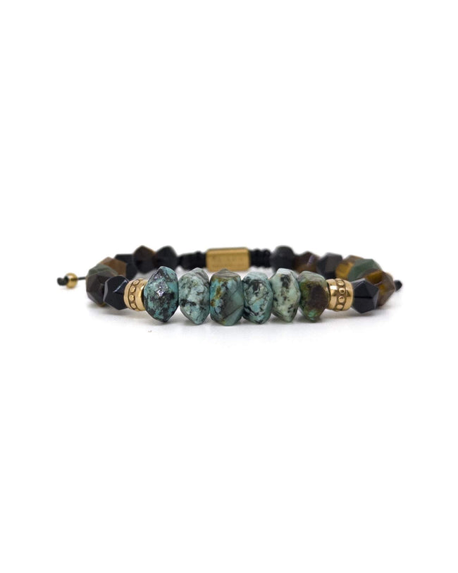 Tiger Eye Turquoise Thread Bracelet – Gold Main image
