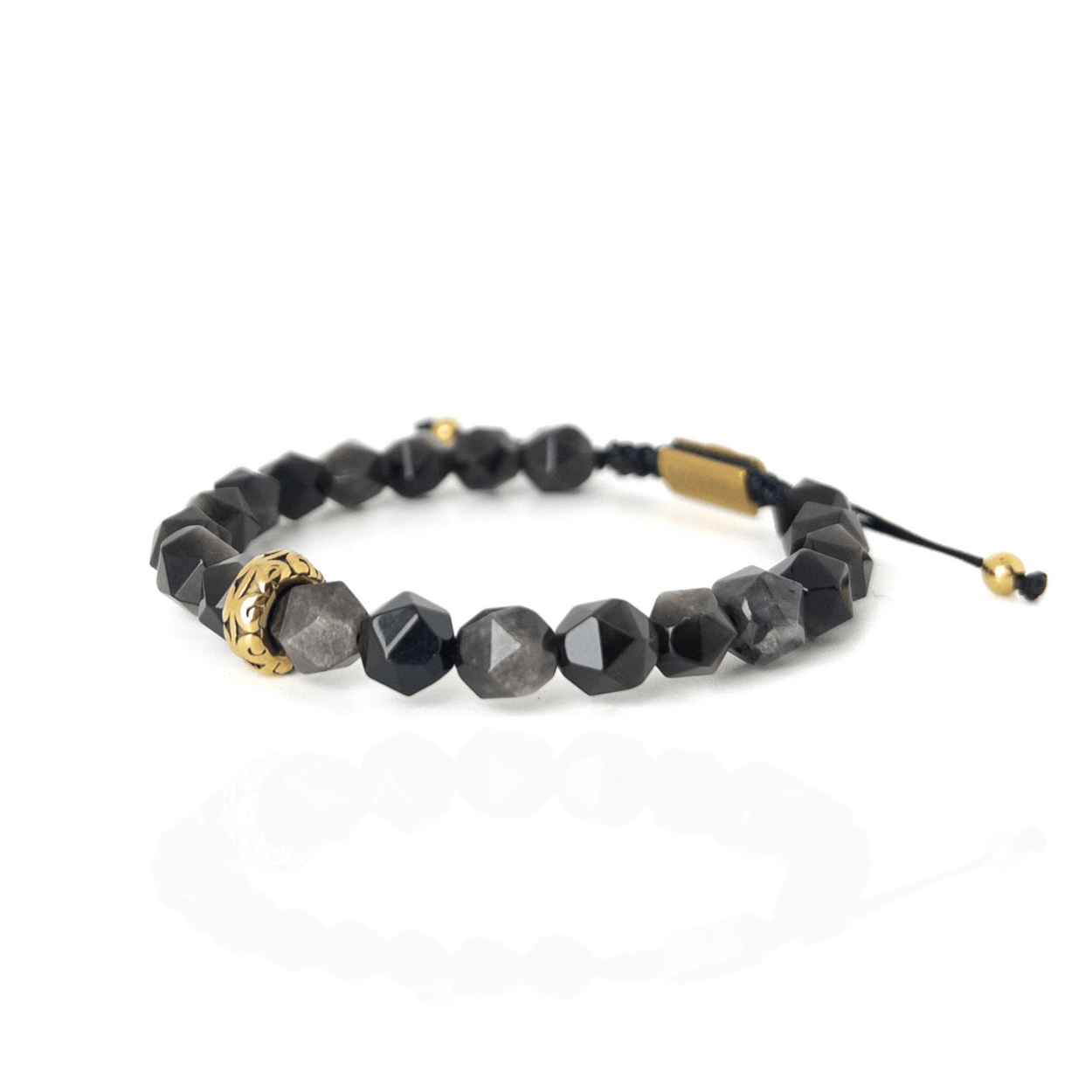 Black Agate Obsidian Bracelet – Gold