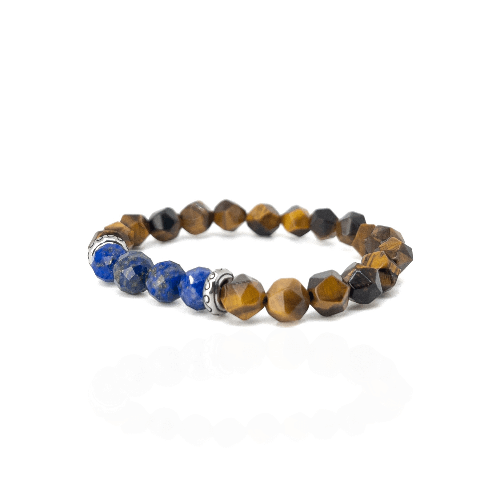 Vintage Tiger Eye Lapis Bracelet - Silver