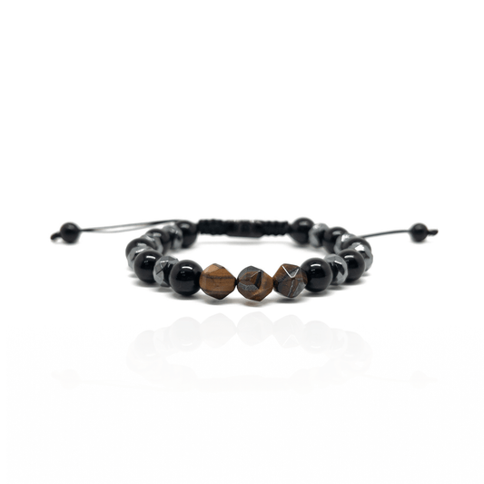 The Obsidian and Faceted Tiger eye Bracelet