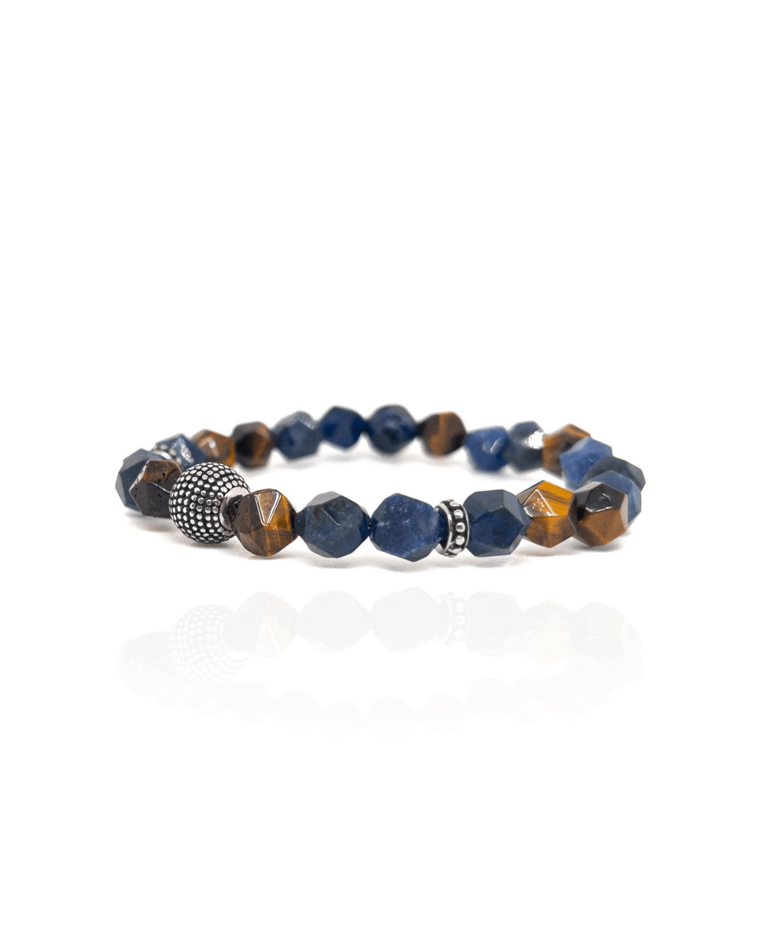 Faceted Sodalite Tiger Eye Bracelet – Silver