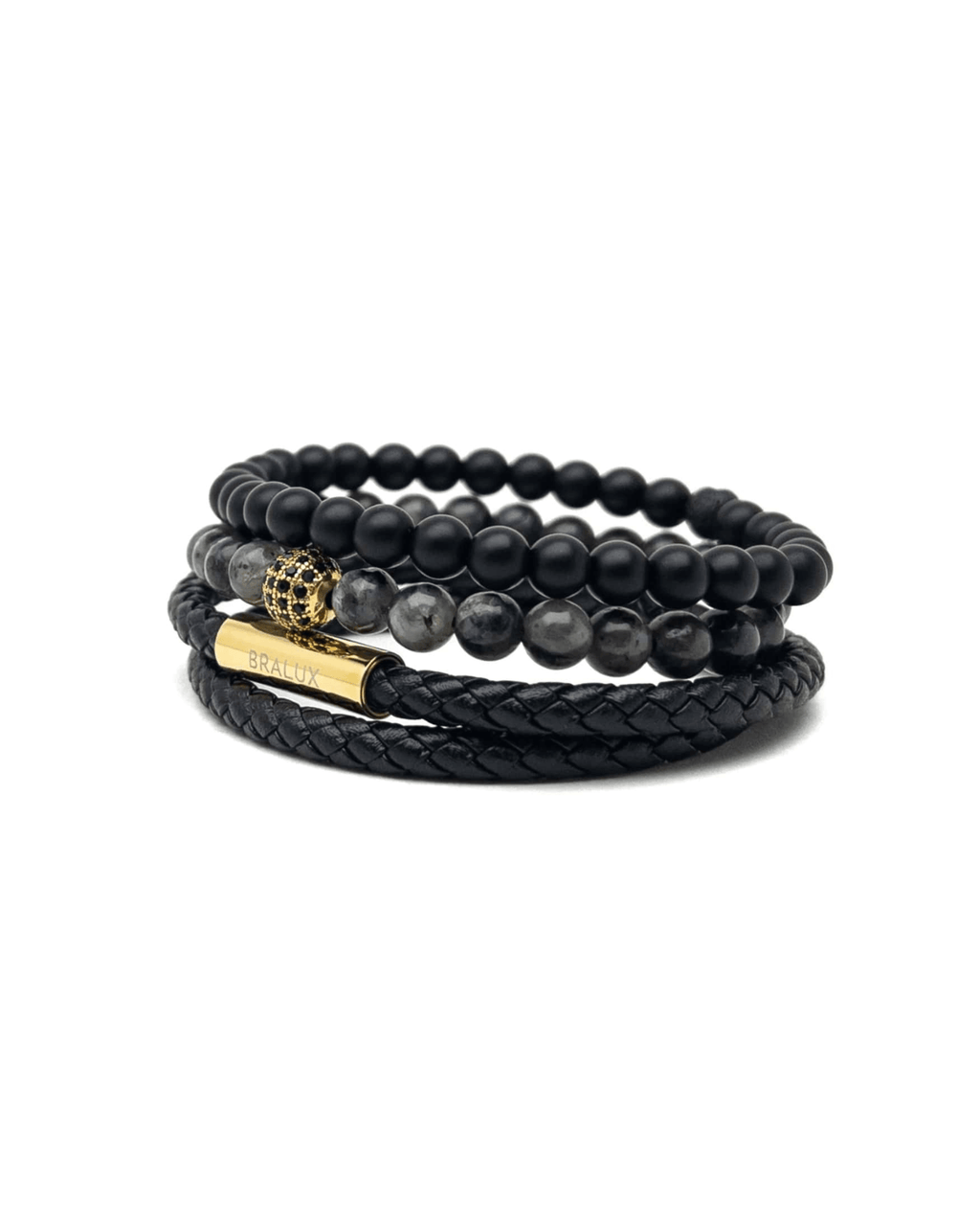 Duo Black Leather Stack – Gold
