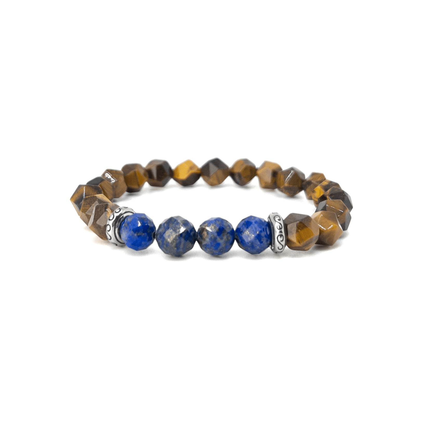 Vintage Tiger Eye Lapis Bracelet - Silver