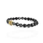 Faceted Silver Obsidian Hamsa Bracelet