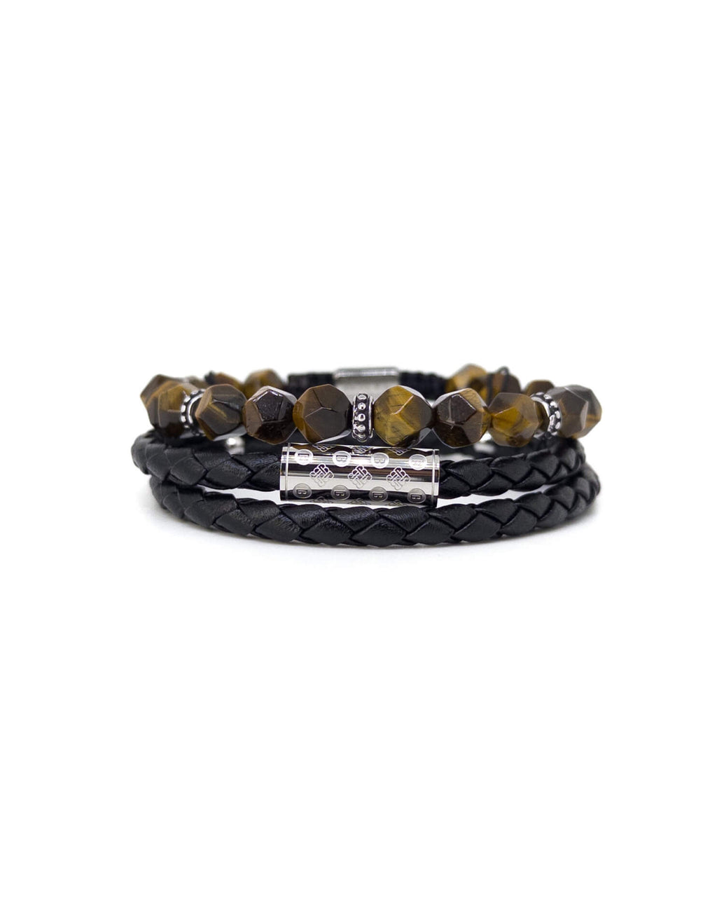 Tiger Eye Monogram Stack - Silver