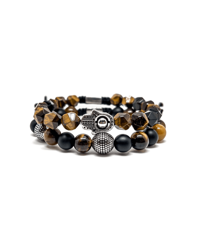 Hamsa Œil de Tigre Stack - Argent Image principale du produit