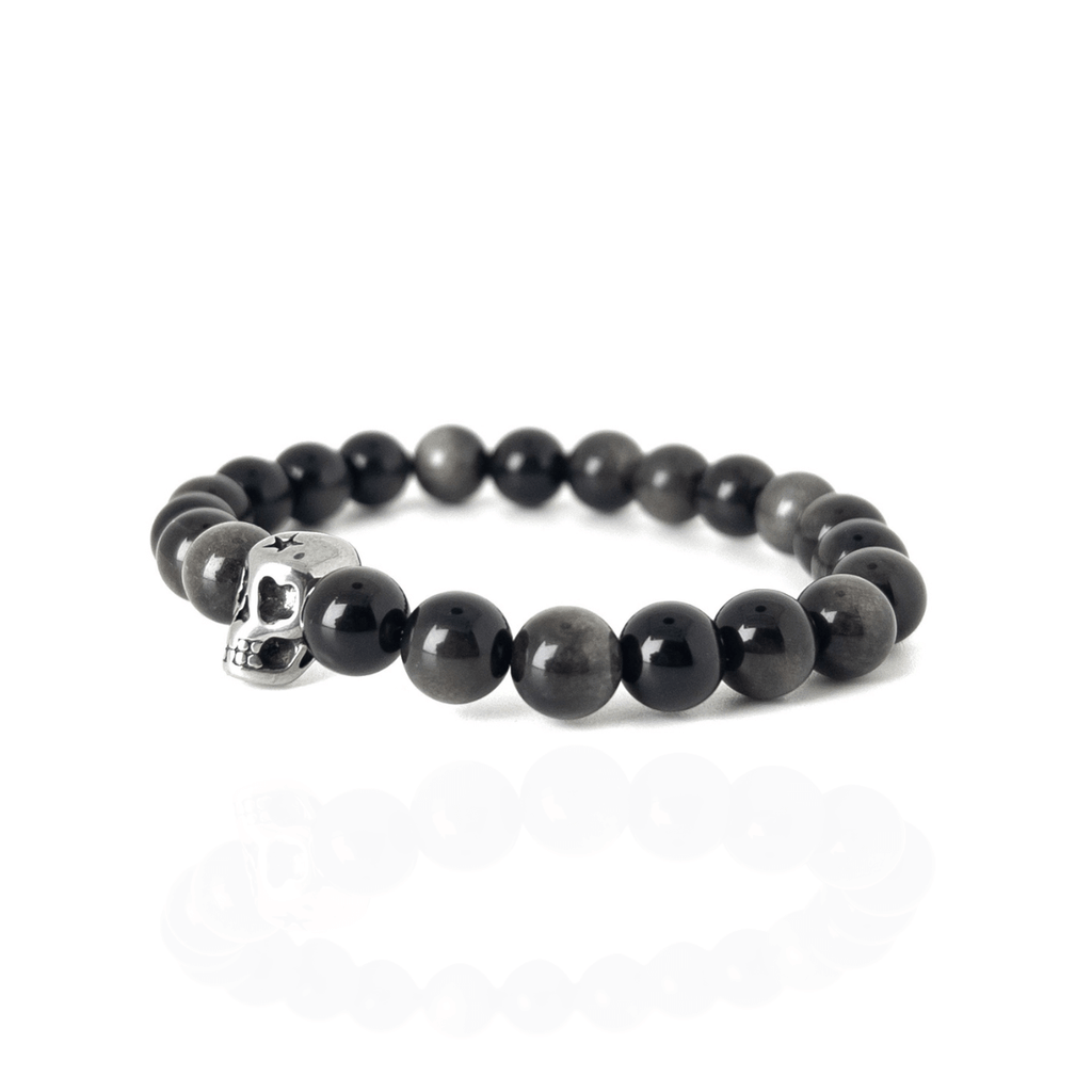 Silver Obsidian Skull - Silver