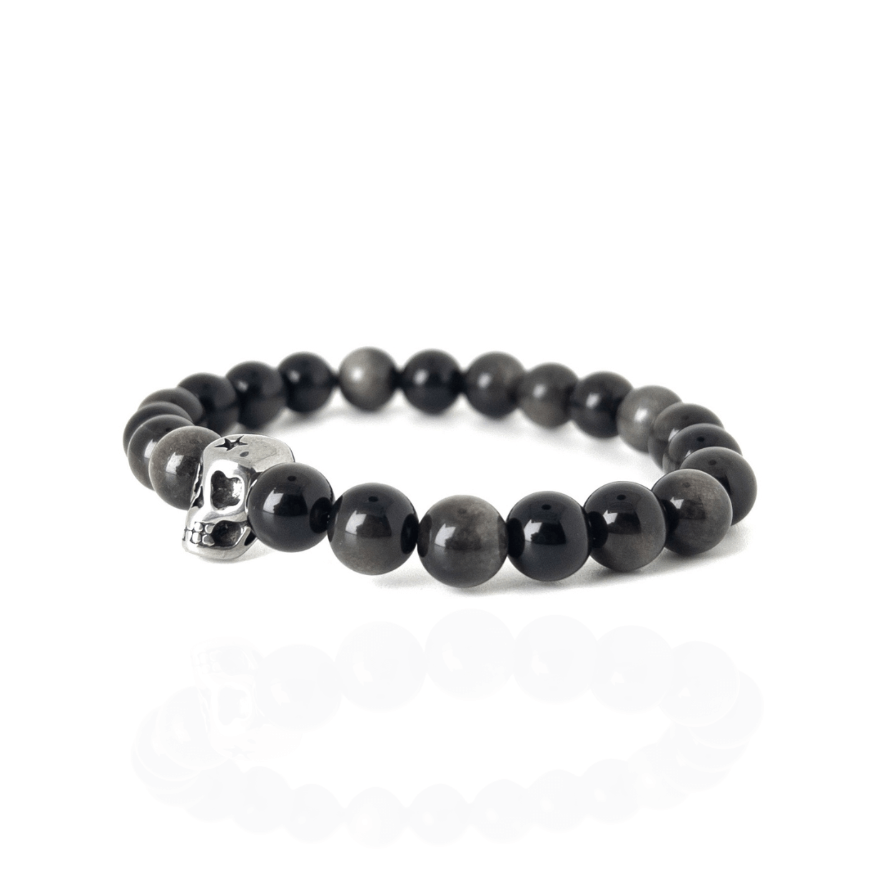 Silver Obsidian Skull - Silver