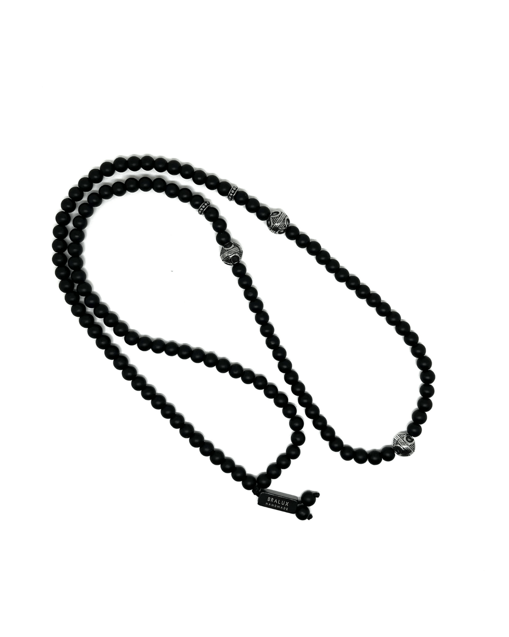 Black Cylinder Necklace – Silver