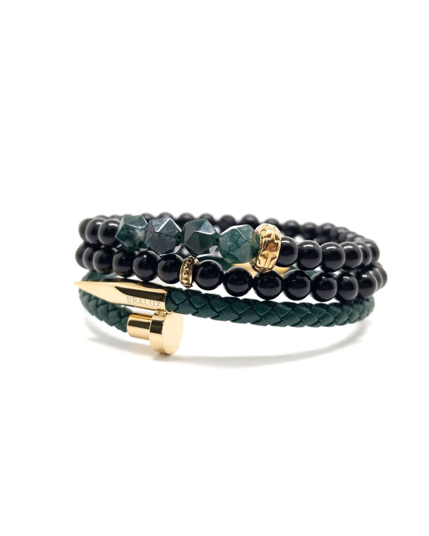 Green Nail Obsidian Stack – Gold