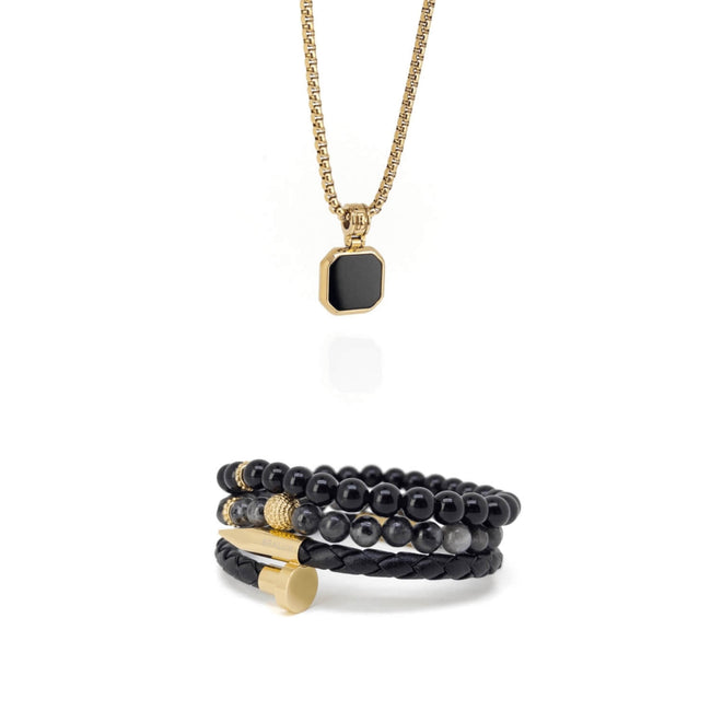 Nail Obsidian Square Set – Gold Main image