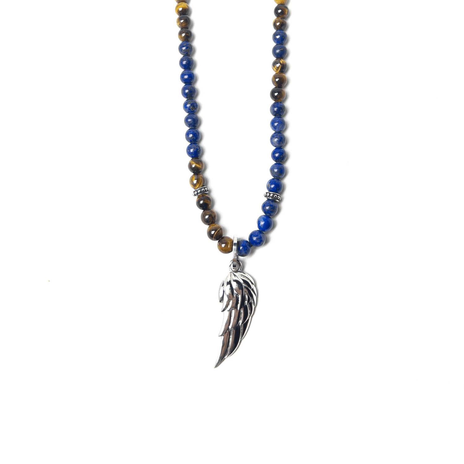 Tiger Eye and Lapis Wing Necklace