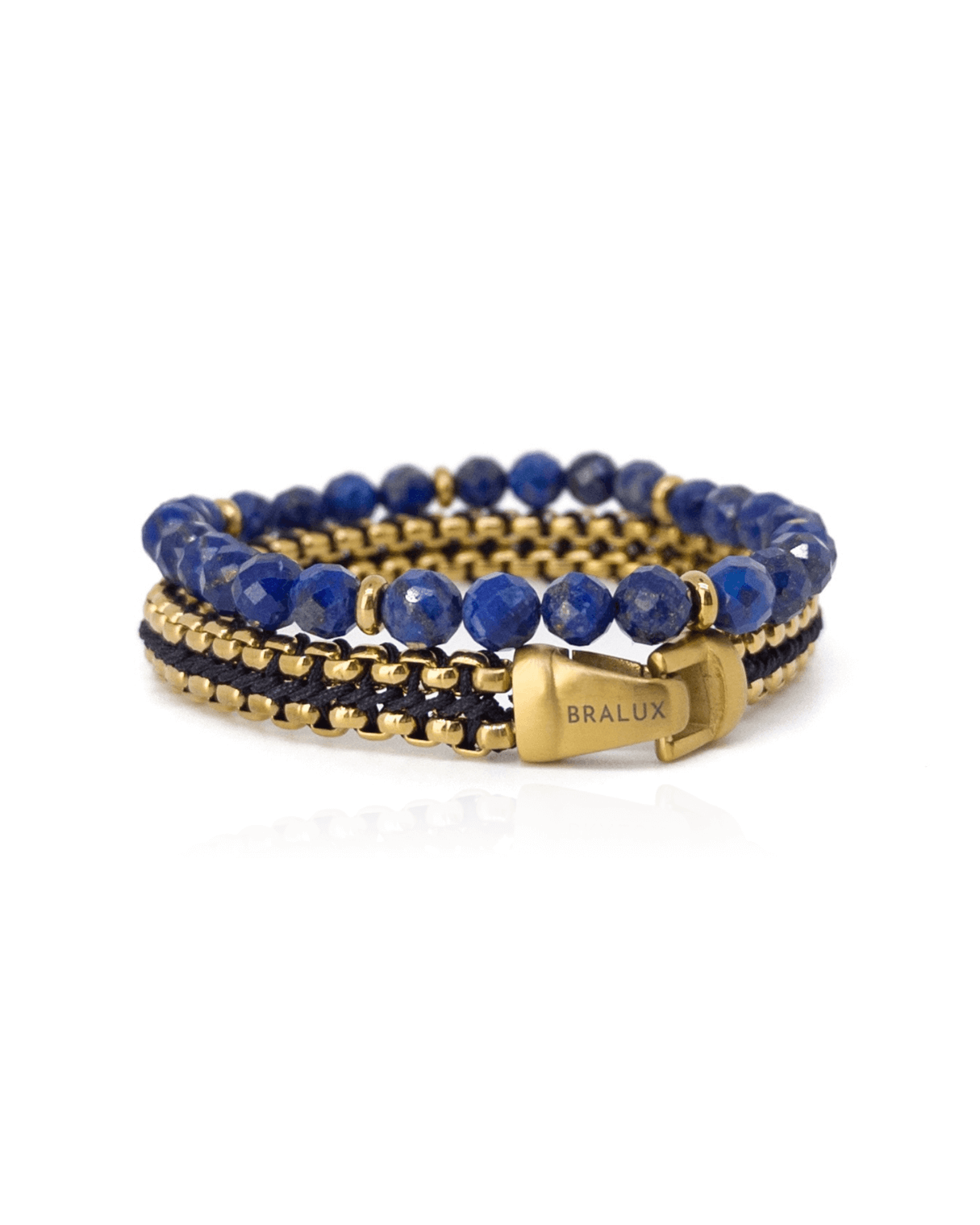 Woven Lapis Lazuli Stack - Gold
