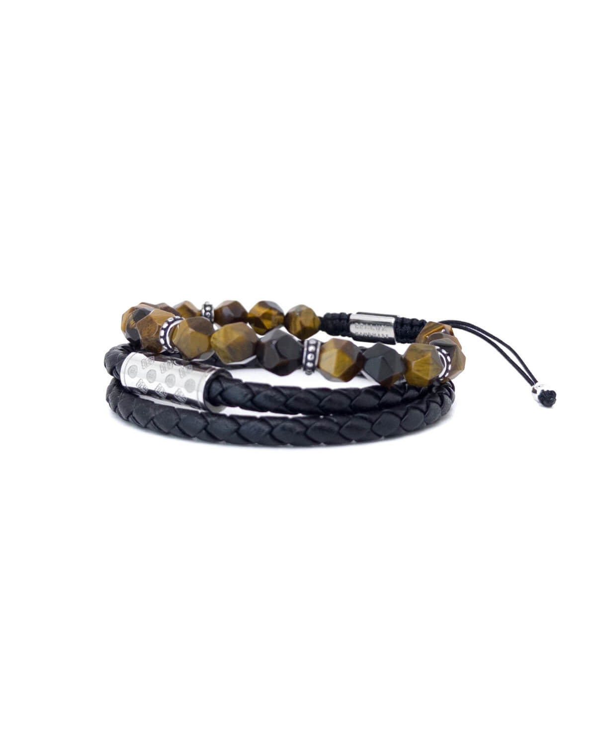 Tiger Eye Monogram Stack - Silver