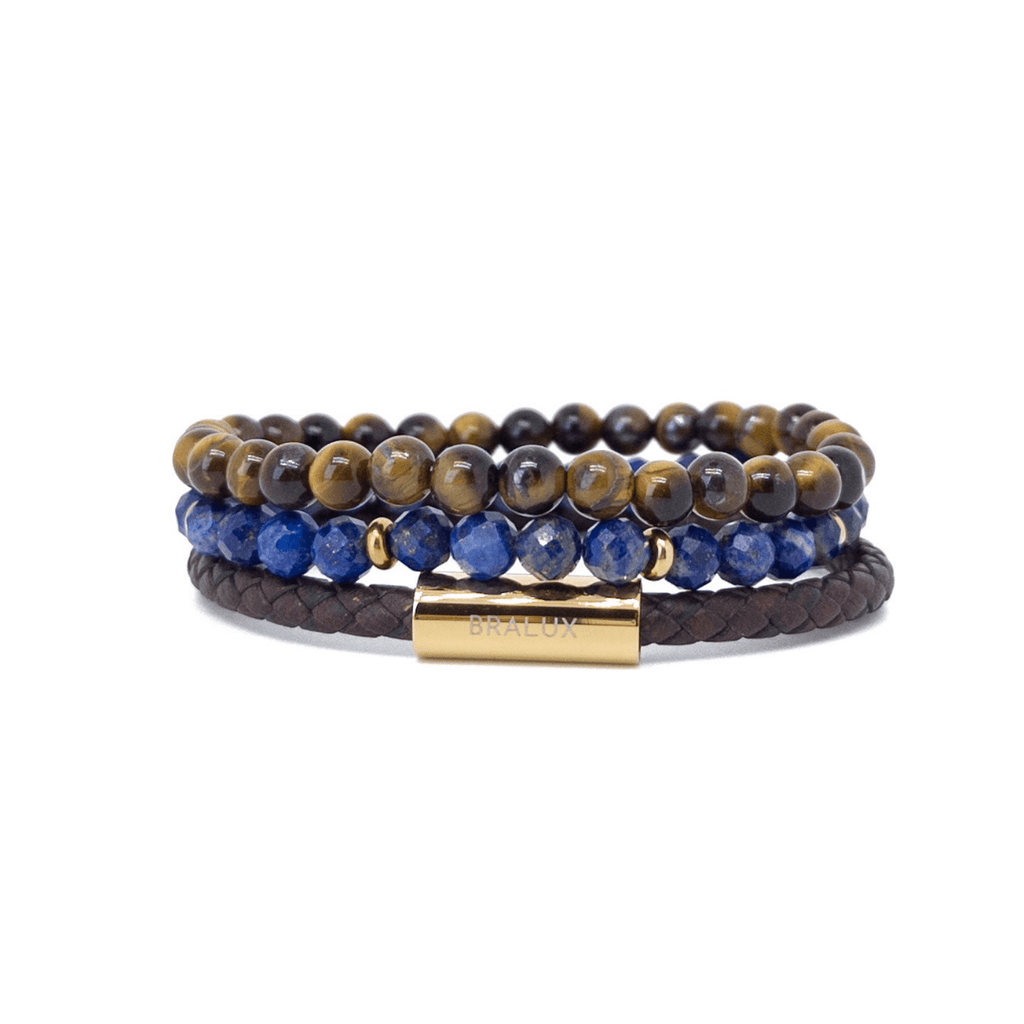 Lapis Tiger Leather Stack - Gold