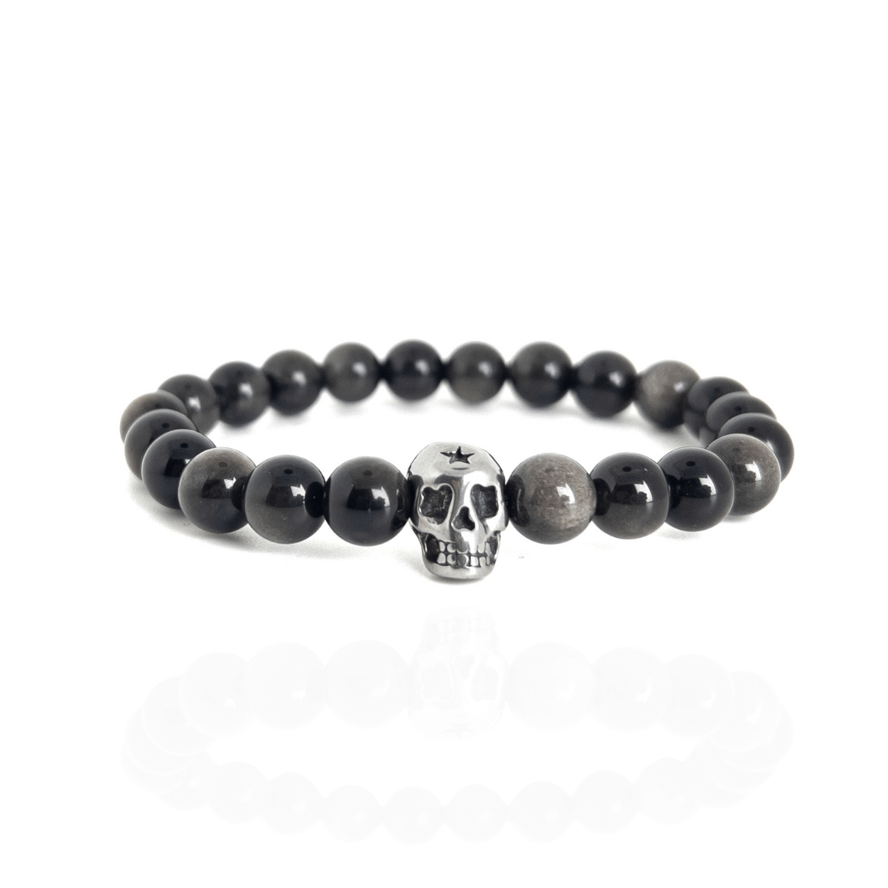Silver Obsidian Skull - Silver