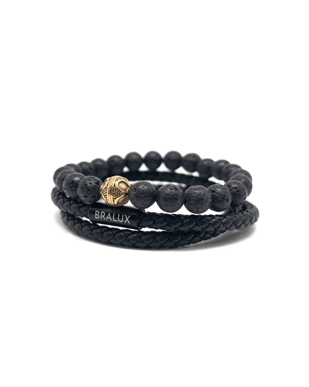 Duo Black Leather CYL Stack – Gold