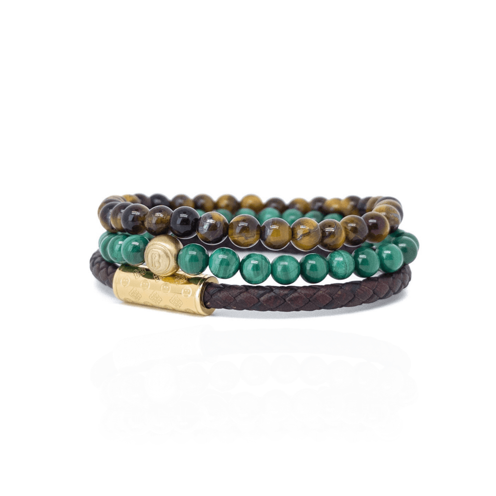 Malachite Leather Signature Stack - Gold
