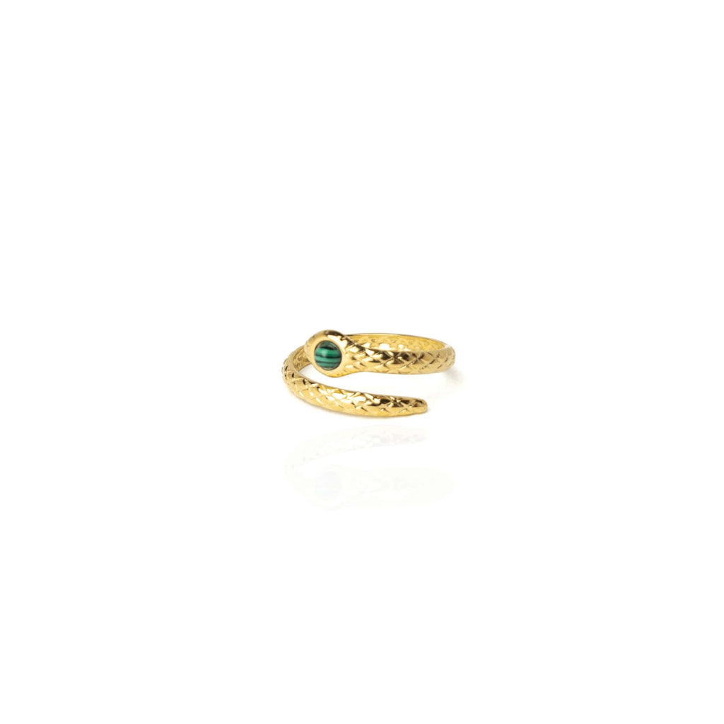 Malachite Serp Ring – Gold