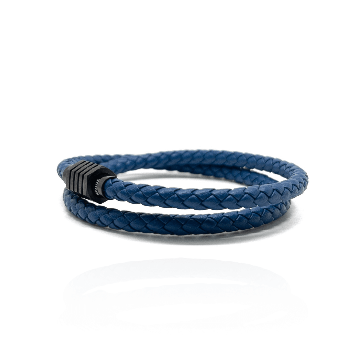 The Dark Blue duo and Black Plated Buckle Leather bracelet