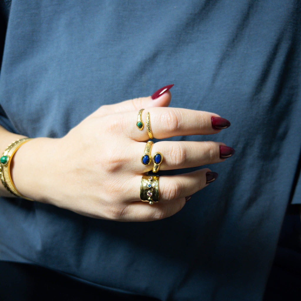 Malachite Serp Ring – Gold