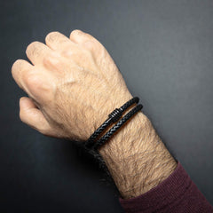 The Full Black duo leather bracelet II