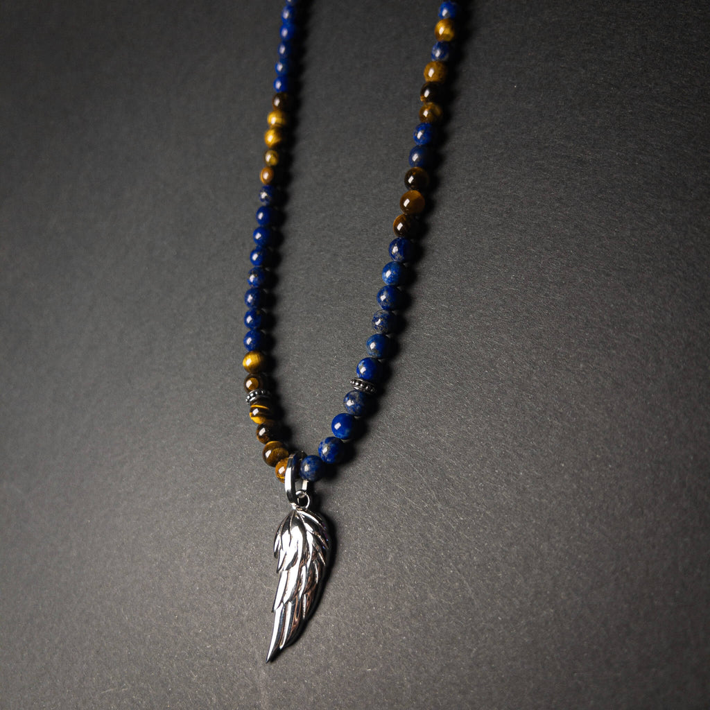 Tiger Eye and Lapis Wing Necklace