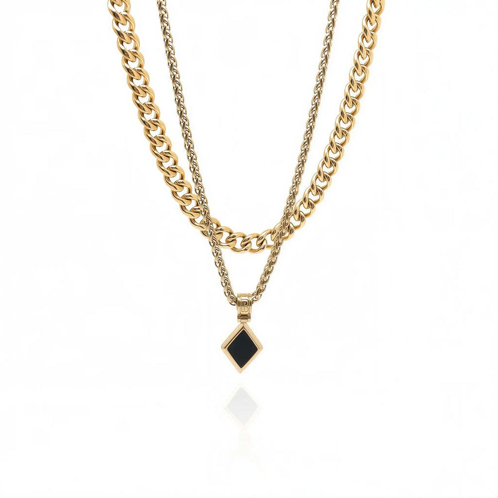 Ensemble collier et collier cubain en onyx – Or