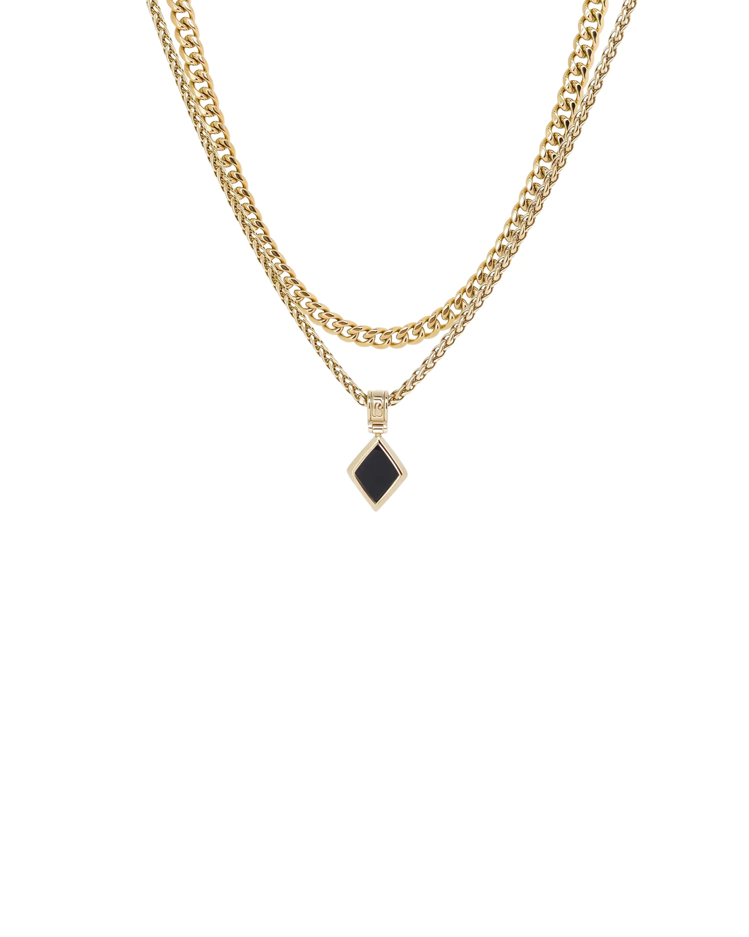 Ensemble collier et collier cubain en onyx – Or