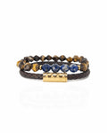 Dark Brown Monogram  and Tiger Eye Lapis Stack
