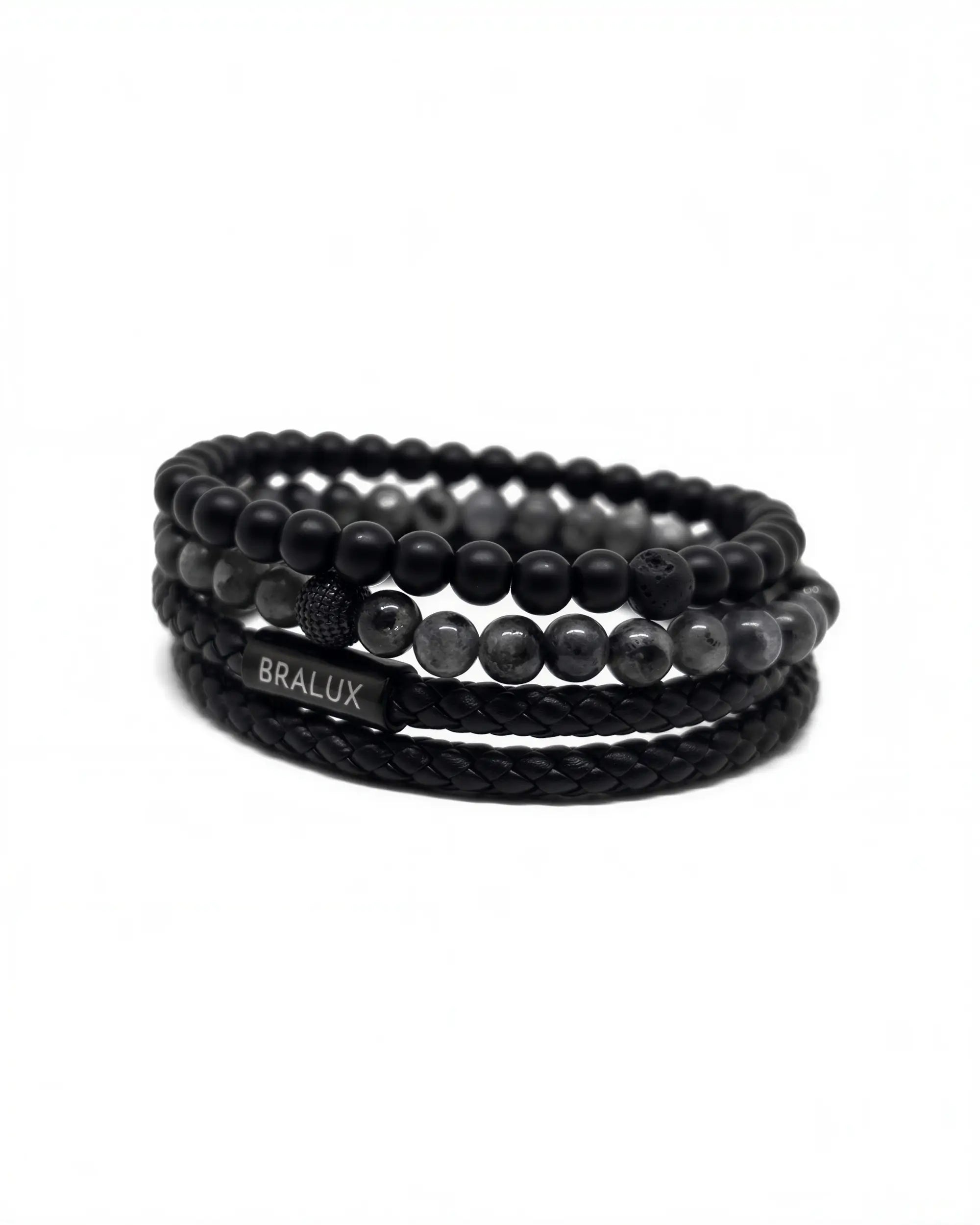 Duo Black Leather Stack – Black SS