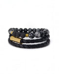 Duo Leather Flake Jasper Monogram Stack