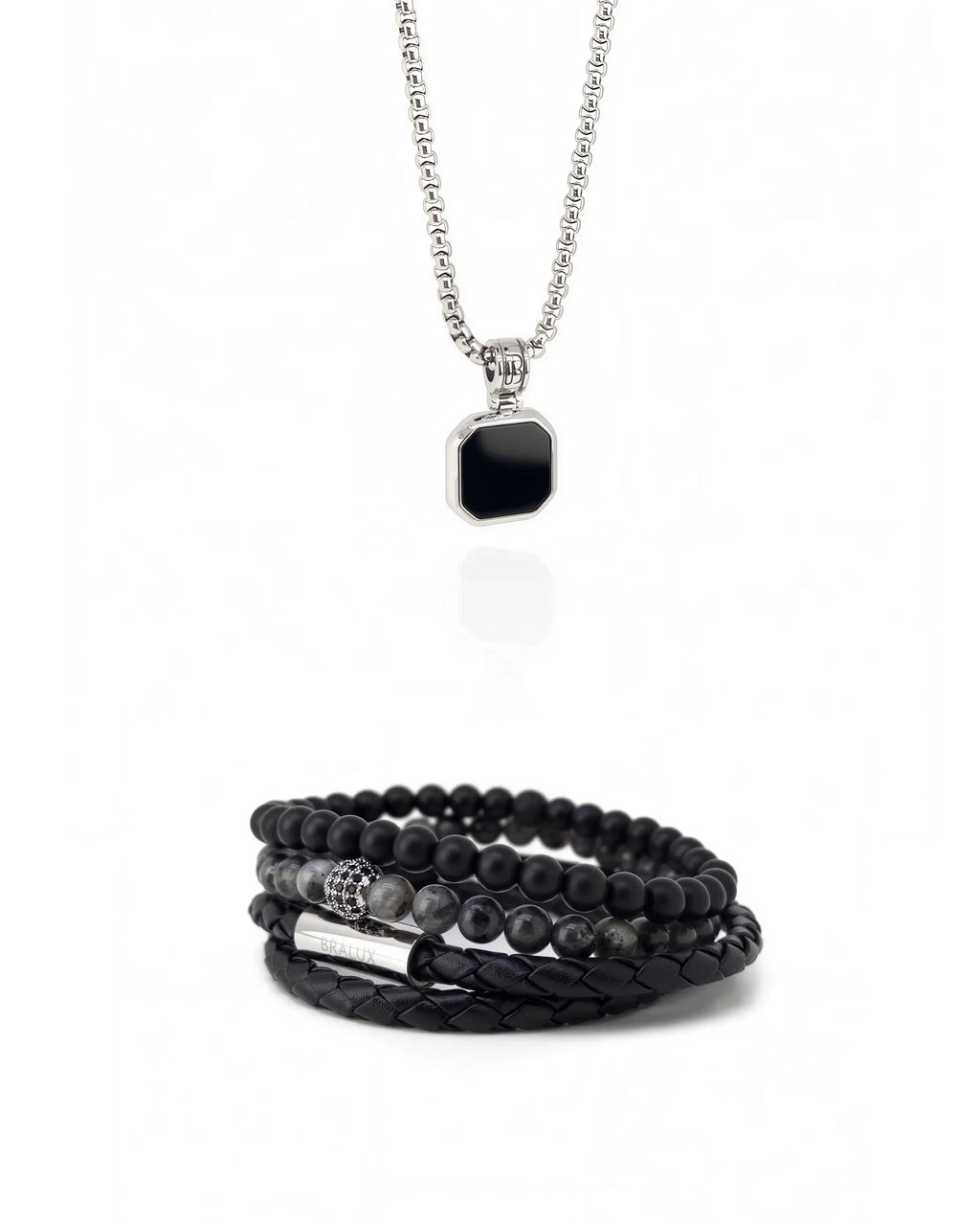 Duo Leather Square Necklace Set