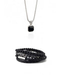 Duo Leather Square Necklace Set