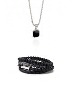 Duo Leather Square Necklace Set