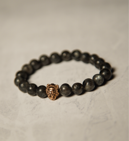 The Larvikite Rose Gold Plated Lion Bracelet