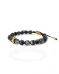 Faceted Silver Obsidian Thread